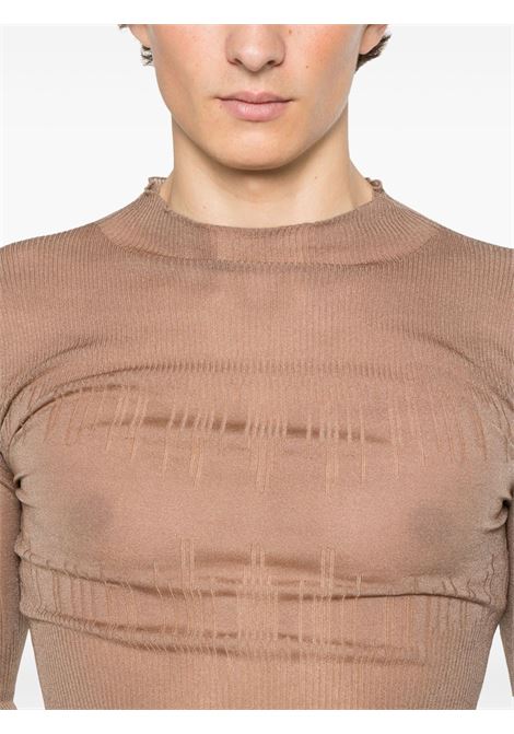 Brown fine-ribbed jumper Feng chen wang - men FENG CHEN WANG | FUS19KT03FLSHCLRD